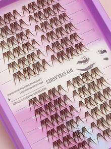 Brown Cluster Eyelashes,96 Clusters Reusable Natural Wispy Individual Lash Extensions, Lightweight Curl DIY False Lashes For Daily Makeup, Natural Look, Cosplay, Beginner Friendly Eye Beauty Enhancement - C - View 2