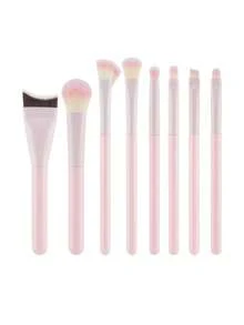 Bộ 8 cọ trang điểm lông mềm hình đuôi cá, cọ tán kem nền, cọ tán phấn mắt, cọ kẻ mắt, cọ tạo khối, dụng cụ trang điểm kèm túi đựng. - Hồng - Xem 11