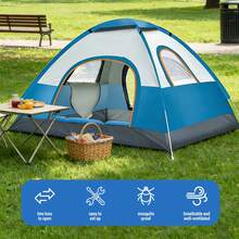 Portable Outdoor Tent, Easy To Pack, Two Doors And Two Windows, Suitable For 2-3 People, Easy To Set Up And Open, Fully Automatic Quick-Opening Tent, Suitable For Outdoor Camping. - Baby Blue - View 2