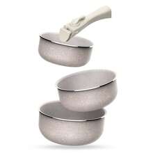 San Ignacio Set Of 3 Saucepans Ø16Ø18Ø20cm Pressed Aluminum, ILAG Non-Stick Coating, Removable Handle, Suitable For Induction, , Dishwasher And Oven - Cream 1 - View 6