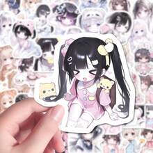72pcs Anime Stickers 60pcs Cute Anime Girl Stickers | Cartoon First Love Girl Stickers Suitable For Phone Case, Desktop, Water Cup, Glass Decoration - Multicolor - View 3