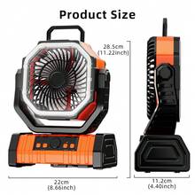 10000mAh*2 大容量 USB 充电露营风扇，带遥控器，便携式循环风扇，270° 可调节扇头，内置电池 - 戶外風扇 - 查看 11