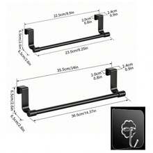 Long Kitchen Towel Bar, Stainless Steel Towel Rack For Cabinet Door, Bathroom & Kitchen - Black - View 21