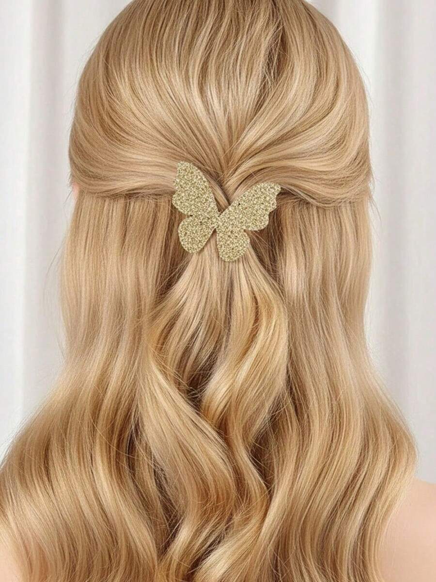 1pc Minimalist Metal Butterfly Spring Clip, Versatile Sweet Ponytail Accessory, Claw Clips, Hair Slide, Hair Barrettes, Hair Claws,Hair Clip,Party - Multicolor - View 1