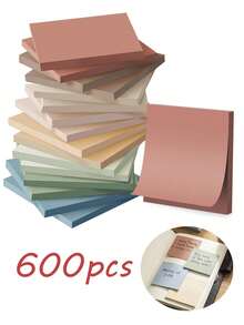 600pcs 3"X3" Vintage Color Self-Adhesive Sticky Notes, Suitable For Office, Home, Study And Daily Life, High Quality Adhesive Design, Firm And Non-Detachable School Supplies - 3*3in Retro-colored Square Sticky Notes - View 2