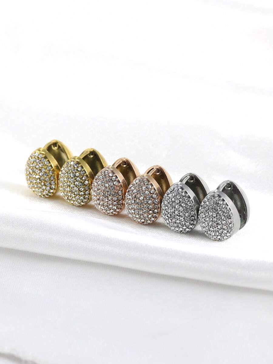 Timeless Teardrop Huggie Hoop Earrings, Sleek Minimalist & Sparkling Paved CZ Drop Earrings, Premium Hypoallergenic Stainless Steel Statement Earrings, Elegant Everyday Jewelry For Women,Mother's Day Gifts, Holiday Gifts - Multicolor - View 1
