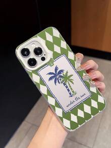 Ốp lưng điện thoại trong suốt hình cây dừa màu xanh lá cây cổ điển, tương thích với Apple 16/15/14/13/12/11 Pro Max, XS/XR/SE Series, thiết kế khẩu hiệu "Kỳ nghỉ hè dưới ánh mặt trời", chất liệu silicon mềm chống rơi vỡ, bảo vệ toàn diện, ốp lưng điện thoại cao cấp sáng tạo, mỏng và không bị ố vàng, thiết kế unisex dành cho cặp đôi, phù hợp với nhiều dòng điện thoại. - Họa tiết kiểu khu nghỉ dưỡng - Xem 2