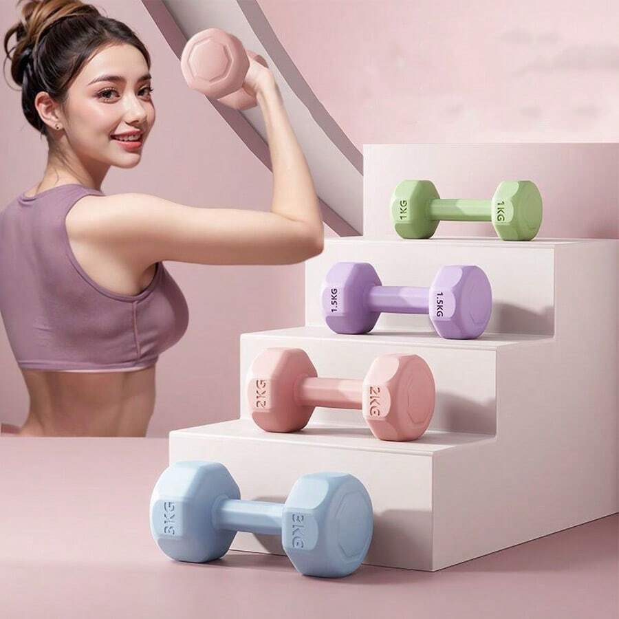 Conjunto de Halteres Ajustáveis, Adequado para Exercícios em Academia Doméstica e Treinamento de Força - Equipamento de Exercícios de Peso Livre Unissex - Multicolorido - Visão 1