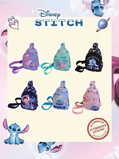 Disney 1个迷你腰包，时尚儿童小包，可爱零钱包，卡通史迪奇收纳包，迷你胸包，多功能收纳包，派对礼品零钱包，户外运动包