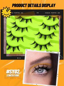 7 Pairs Cartoon Style Wet Faux Mink Eyelashes 3D C Curl Fluffy Spiky Crossed Full Eye Lashes Luxury Fluffy Fairy False Eyelashes, Suitable For Party And Cosplay, Perfect For Vacation, Reusable, Makeup Essential, Beach Makeup, Travel Essential, Mother's Day Gift, Graduation Dress - Black - View 4