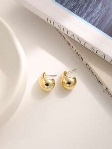 4-16pcs Starfish Textured Asymmetric Leaf Earrings, Suitable For Party, Banquet, Travel, Wedding, Vacation, Daily Wear, Jewelry Gift - Gold - View 8
