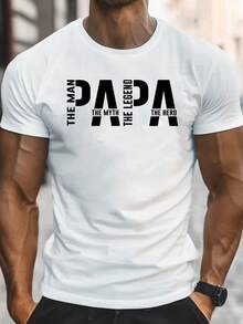 Camiseta Gráfica "Para Hombre.El mito.La Leyenda.Papá" -, Ligera y Transpirable de 180gsm, Manga Corta Cuello Redondo Retro  Regalo de Cumpleaños del Padre, Ropa Casual de Verano - Blanco - Ver 6