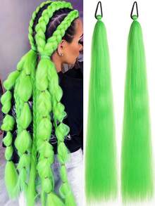 2 bộ tóc giả đuôi ngựa đính kim sa màu tím, đỏ, hồng kèm dây buộc co giãn, tóc giả bện tổng hợp, phù hợp cho bé gái, ngày hội tóc điên rồ, kiểu tóc táo bạo. - Nhiều màu - Xem 21