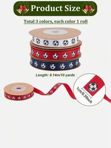 10 Yards Football Themed Ribbon, Durable Gift Wrapping, DIY Sewing Supplies, Suitable For Sports Party, Birthday, Holiday, Football Party Decoration And Gift Packaging, Team Ribbon, Hair Accessories, Handicrafts, Party Decoration - A - View 9