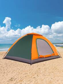 1pc Pre-Assembled Sunshade Tent, Multiple Sizes Available, Camping Equipment - Green and Orange - View 8