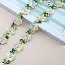 2 tamaños de cinta bordada de poliéster de colores mixtos, 2cm/0.78in de ancho, adorno decorativo de encaje para costura DIY - flores - Ver 13