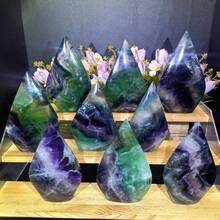 1pc Rainbow Fluorite Teardrop – Vibrant In Light And Perfect For Home Decor – Makes A Perfect Gift For Friends And Family And An Ideal Crystal Collectible. Its Bright Colors Make It A Suitable Desktop Ornament - Multicolor - View 2