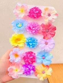 Bộ 12 kẹp tóc hoa giả lãng mạn mùa hè, 3 kiểu: Hoa anh đào, Hoa hướng dương hai lớp, Hoa ombre, Màu macaron, Kiểu dáng đa năng dành cho bé gái và phụ nữ - Ngọt ngào, Kỳ nghỉ, Phong cách thiên nhiên, Không khí mùa hè, Du lịch, Sinh nhật - Nhiều màu - Xem 3