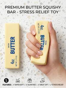 半个装咸黄油造型软萌捏捏乐玩具，逼真食物造型，可挤压，缓解压力焦虑，可爱卡通感官玩具，适合成人，生日礼物，派对小礼物，办公桌装饰，父亲节/返校节/独立日礼物 - 查看 4