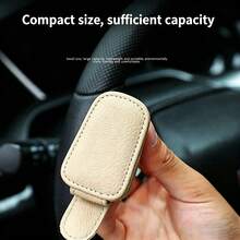 Leather Car Sunglasses Holder, 2-In-1 Visor Clip For Glasses & Cards, Universal Auto Interior Accessory/Car Sunglasses Holder – Magnetic Car Visor Glasses Clip, Eyeglasses Hanger Clip, Car Interior Visor Accessory / Car Interior Accessory & Eyewear Storage Organizer - 米色 - 查看 12