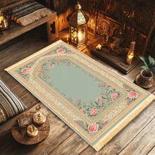 1pc Single Prayer Mat With Tassel Design, Non-Slip Bottom Particles, Water-Absorbent, Wear-Resistant, Multiple Size Options, Suitable For Various Occasions, Holiday Decoration, Holiday Gift - Mint Green - View 5