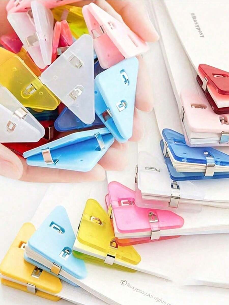 Acrylic Triangle Clips, For File Organization, Matte Finish, Suitable For School & Office Supplies, 50-Page Capacity File Folder, Back To School Essential, Study Supplies - Multicolor - View 1