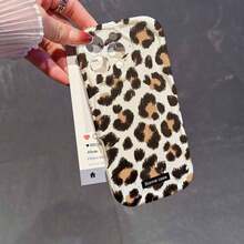 1 chiếc ốp lưng điện thoại thời trang chất liệu TPU, họa tiết da báo màu nâu kem, chống sốc, chống trượt, bảo vệ toàn thân, tương thích với iPhone, Honor. - Màu be - Xem 4