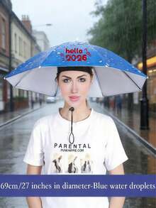 Customizable Adjustable Rain & Sun Protection Hat - Wide Brim Fishing, Hunting, Tea Picking Umbrella Hat With Strap, Lightweight, Foldable, Hands-Free Design, Suitable For Camping, Fishing, Gardening, Hiking, Cycling, Golf And Outdoor Adventures, Sports Style - Multicolor - View 6