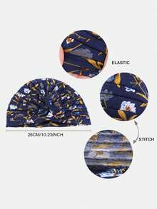 1件装女士纯棉褶皱头巾帽，时尚穆斯林头巾，穆斯林内衬头巾，日常护发帽 - 彩色 - 查看 2