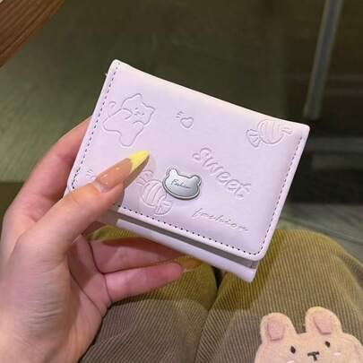 可爱卡通短款女士钱包，韩版迷你PU皮三折钱包，女士零钱包，迷你钱包，小钱包，可爱钱包，旅行必备夏季钱包