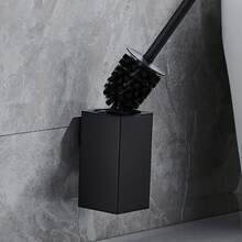 1 pieza Soporte de pared de aluminio para cepillo de baño, estante de almacenamiento duradero para cepillo de limpieza de baño, sin necesidad de electricidad - Cepillo para el inodoro - Ver 2