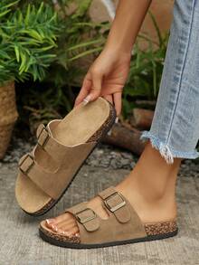 Boken Women's 2024 Spring New Arrival Thick Sole Slippers, Casual Loafers - Khaki - View 3