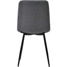 Dining Chairs (4 Units), Dark Grey, Set Of 4 Designer Upholstered Chairs With Backrest, Linen Seat, Metal Frame. - Grey - View 6