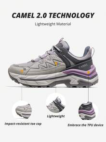 CAMEL CROWN Zapatos de senderismo para mujer, zapatos de exterior de invierno para mujer, zapatos de senderismo profesionales antideslizantes con suela gruesa y amortiguación de impactos - Gris claro - Ver 7