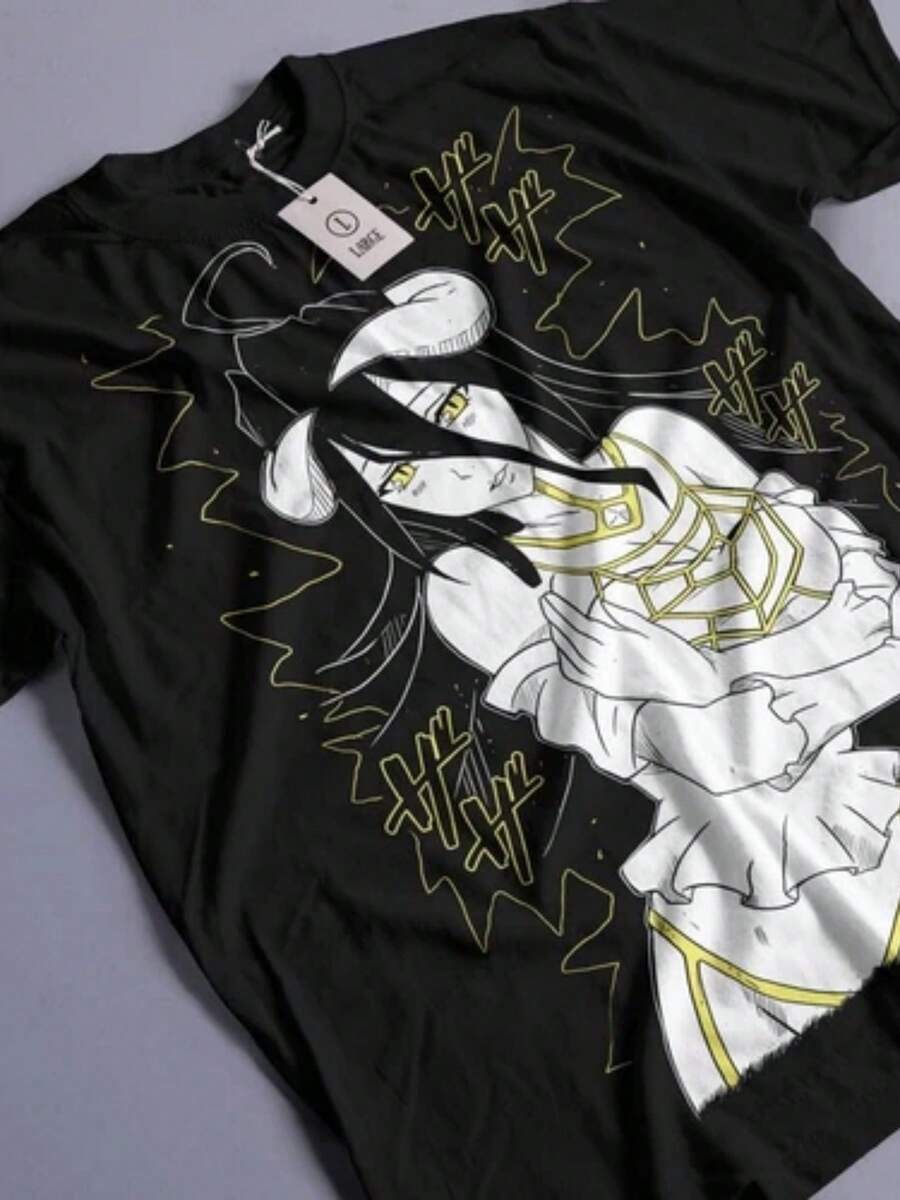 Overlord Ainz T-Shirt Ooal Gown Albedo Overlord Anime Manga Gifts Shirt All Size - 黑色 - 查看 1