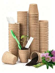 20个/10个/5个/1个纸浆育苗盆，小型圆形育苗杯，种子发芽植物育苗盘，适用于香草、多肉植物、花卉和蔬菜幼苗，易于使用的园艺工具 - K - 查看 4