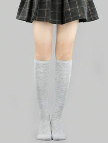 4双/1双 女士休闲时尚百搭优雅校服风格过膝袜 - 彩色 - 查看 11
