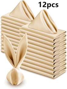 6pcs/12pcs Champagne Satin Napkins, Decorative Banquet Napkins, Soft Elegant Wedding Napkins, Suitable For Restaurants, Banquets, Graduations, Valentine's Day, Birthday Parties, Weddings, Baby Showers, Bridal Showers, And Table Decorations - Champagne - View 10