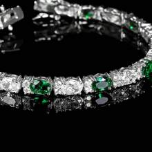 MDFUN 18K White Gold Plated White & Green Cubic Zirconia Tennis Bracelet, Fashionable Multipurpose Cubic Zirconia Chain Bracelet, Jewelry Gift For Daily Wear - White - View 4