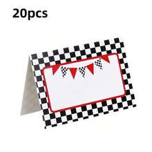 20pcs Racing Car Logo Folding Table Cards, Blank Name Cards For Dining Table Decor, Birthday Party, Race Track Decoration - 1 - View 9