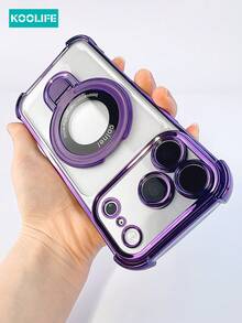 Ốp lưng điện thoại Koolife 1 chiếc bằng TPU mạ điện bóng, tích hợp chân đế, khoét lỗ camera chính xác, bảo vệ toàn thân khỏi va đập, tương thích với Apple 17/17Pro/17ProMax/17Air/16/15/14/13/12/11/7/8/7Plus/8Plus/XR/X/XS/XS Max - Màu tím - Xem 2