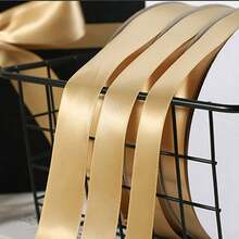 1 Roll,Golden Champagne Ribbon Roll - Assorted Widths (0.6" To 4") For Valentine's Day Floral Arrangements, Gift Wrapping & Bows - Champagne Gold - View 6