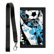 1pc Trifold Wallet With Lanyard, Soccer Print Series, Built-In Multiple Zippered Coin Pockets, Hook And Loop Closure, Suitable For Daily Outdoor Use - Multicolor - View 9