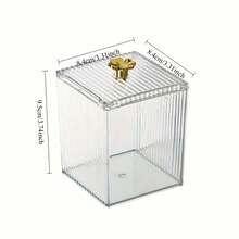 Bộ 3 hộp/2 hộp/1 hộp đựng đồ trang điểm bằng nhựa có nắp đậy, hộp đựng trong suốt dùng để đựng tăm bông, bông tẩy trang, son môi, dây buộc tóc, mút trang điểm và các dụng cụ làm đẹp khác, hộp đựng đồ trang điểm trong suốt tối giản phù hợp sử dụng tại nhà. - Trong sáng - Xem 3