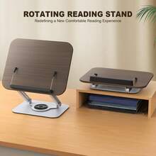 Book Stand For Reading, Book Stand With 360° Rotating Base, Height And Angle Adjustable Cookbook Stand, Foldable Recipe Book Stand For Cooking, Book - A - View 7
