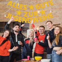 1set,Gold Glitter Alles Gute Zur Jugendweihe DIY String Banner - German Coming Of Age Ceremony Decorations - Sparkling Star Bunting Garland For Youth Celebration Party -Shimmering Hanging Sign For Youth Entry Ceremony - View 2