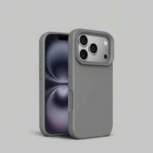1pc Minimalist Liquid Silicone Protective Case, Compatible With 17 Air 16 14 13 12 15 11Pro Max Plus/7g/8plus/XS MAX/XR, With Velvet Lens Protection, Ideal Gift For Women - Grey - View 1