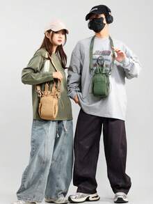 多隔層戶外抽繩尼龍女款手機包，多口袋運動水壺包，多功能輕量登山包，通勤大容量單肩包，便攜迷你手提包，適合青少年女孩、女性、大學生、白領專業人士。適用於辦公室、學校、工作、商務、通勤、購物、約會、戶外活動、旅行、登山，也是送給女性的理想禮物。 - 彩色 - 查看 11