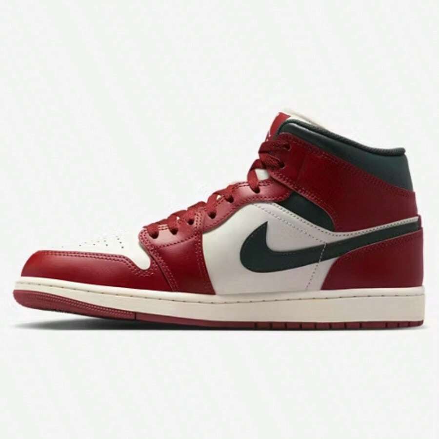 Nike Jordan AJ 1 Mid Men's Pure Platinum/Sail/Midnight Green  DQ8426-105 - 紅綠色 - 查看 1