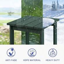 LZRS Adirondack - Mesa auxiliar cuadrada para patio mesa de patio compuesta de piscina mesas auxiliares de HDPE para patio trasero piscina compañero de interior fácil mantenimiento y resistente a - Verde oscuro - Ver 4
